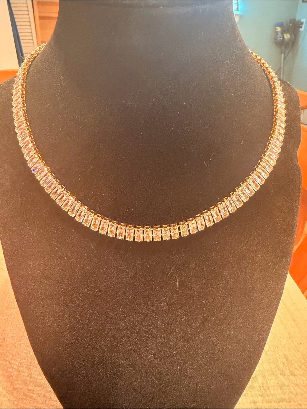 Rose Gold-Tone Crystal Tennis Necklace - Women Jewelry
